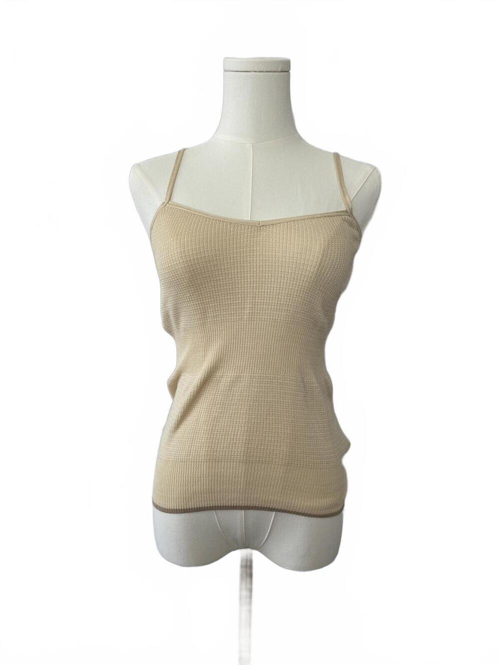 Ralph Lauren Y2K Vintage Cream Knit Cami Tank Top M Cotton Pointelle